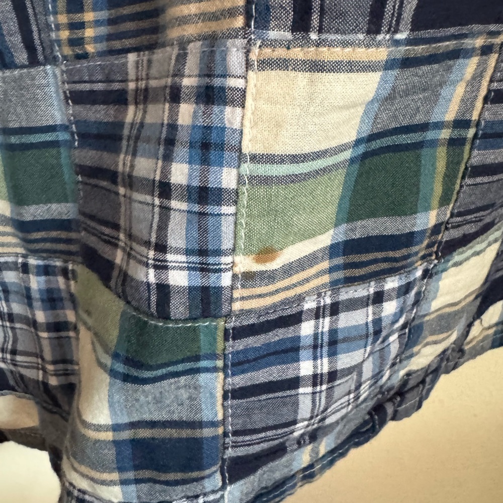 Nautica Patchwork Blue Plaid Button Down Shirt Me… - image 8